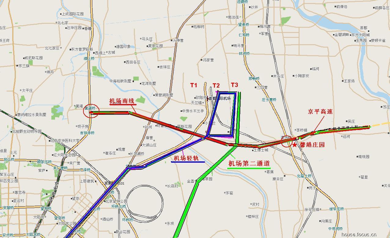 也没走过,看图(附图)应该是,机场北线或后沙峪上京承高速,黄港上机场