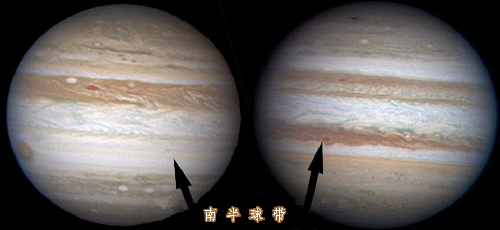 太阳系里最大行星木星的表面通常都有两条暗色的"腰带",南北半球各一