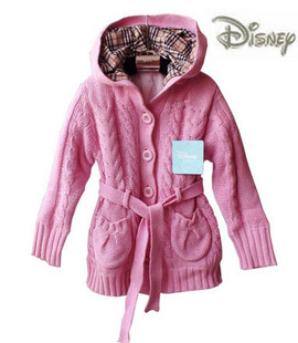迪士尼女童夹绒加厚毛衣外套