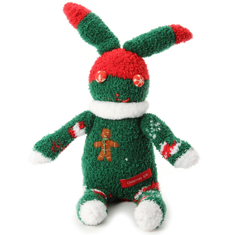 圣诞毛绒袜子兔--纯手工缝制袜子玩偶