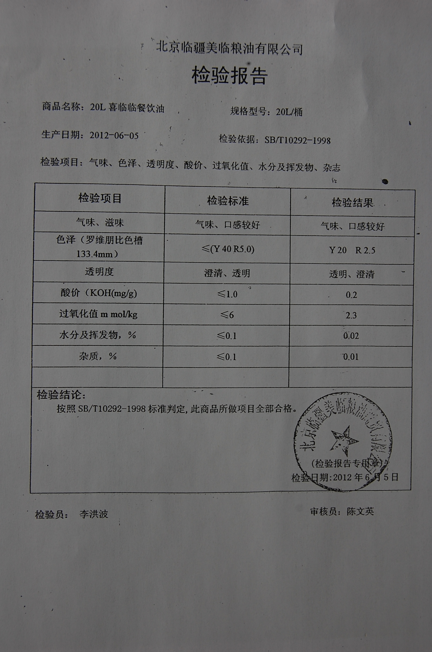 食品批次检验报告样本图片