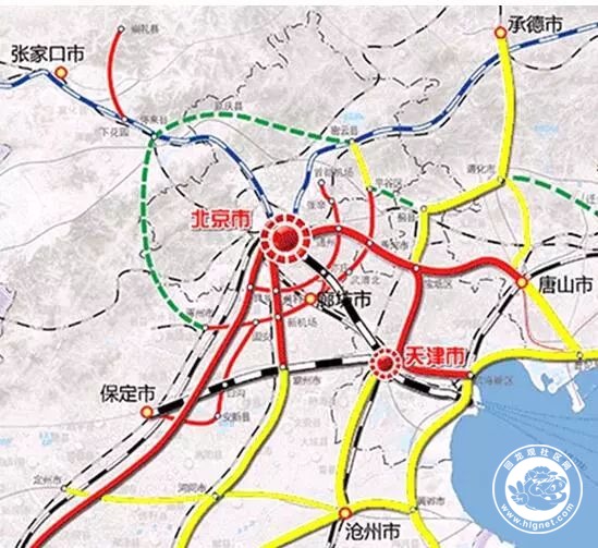 1,形成四纵四横一环铁路网 京津冀地区城际铁路网远期规划将