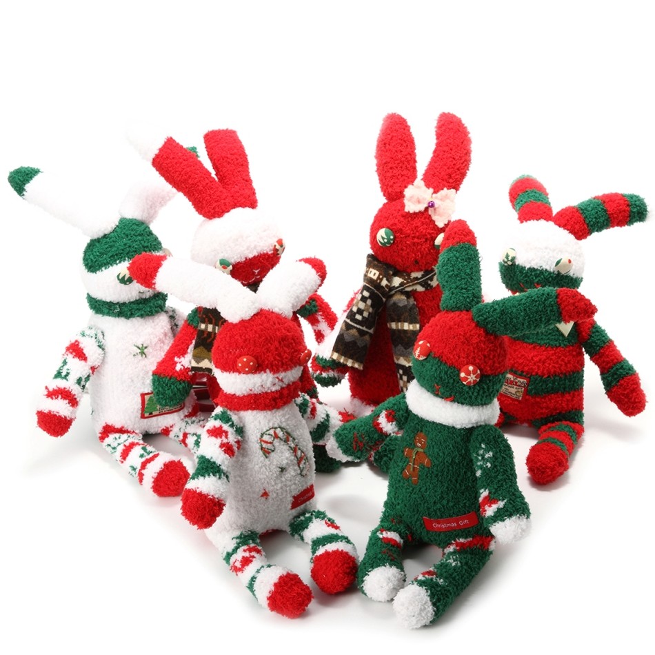 圣诞毛绒袜子兔——纯手工缝制袜子玩偶